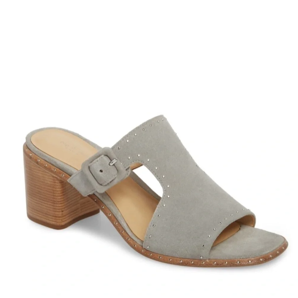 Rag & Bone Seldon Grey Suede Studded Block Heel Sandals 38.5 - Picture 13 of 15